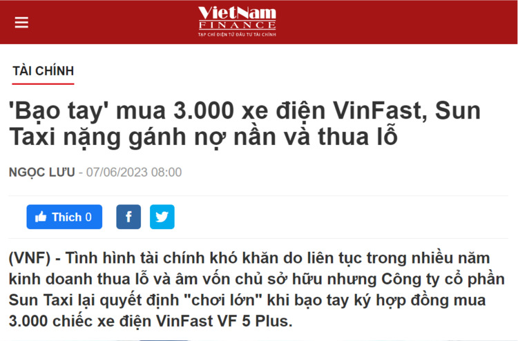 Sun Taxi mua 3.000 xe điện VinFast - thời kỳ taxi điện đã đến