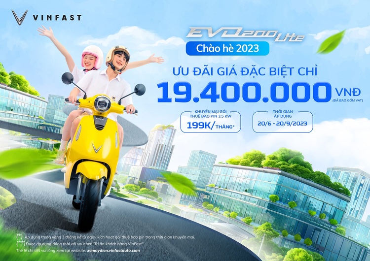 VinFast ưu đãi đặc biệt mùa hè - Evo200 Lite về giá 19,4 triệu đồng