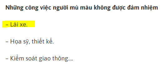 Ở Việt Nam người bị bệnh mù màu có được phép lái xe?