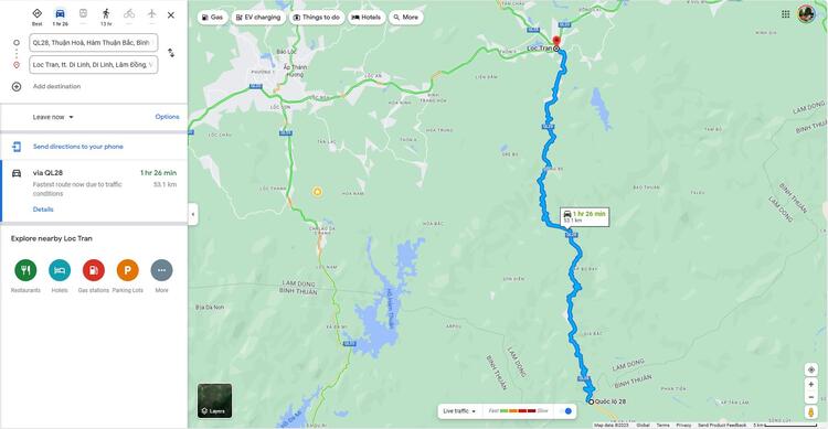 Chi tiết đường đi Đà Lạt bằng 168km cao tốc + Quốc lộ 28 + Quốc lộ 20