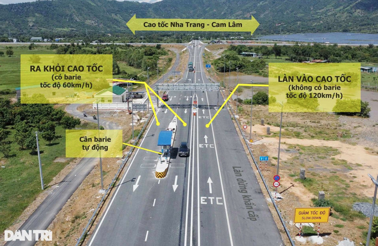 Cao tốc Nha Trang - Cam Lâm là cao tốc đầu tiên thực hiện thu phí không dừng, không thanh chắn barie