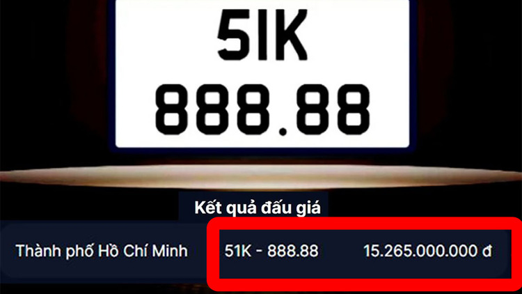 Biển số 51K-888.88 được đấu giá lại với giá hơn 15 tỉ đồng
