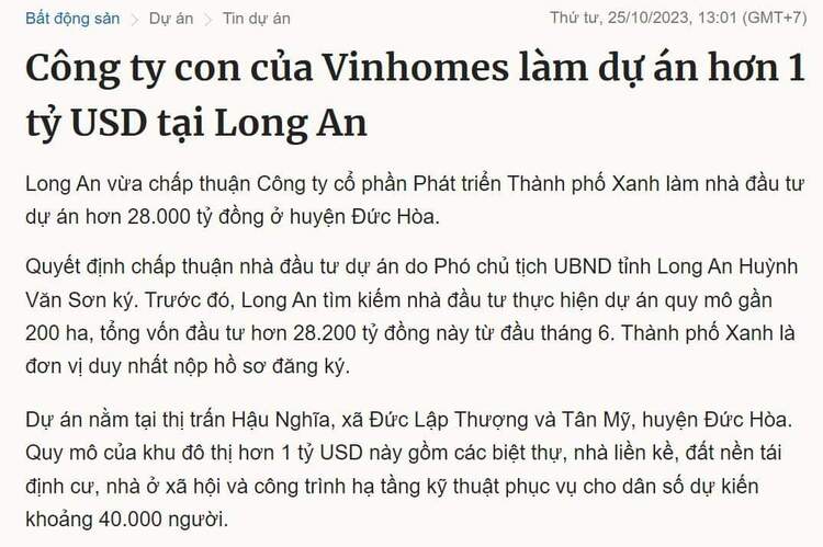 Tin vui cho tỉnh Long An