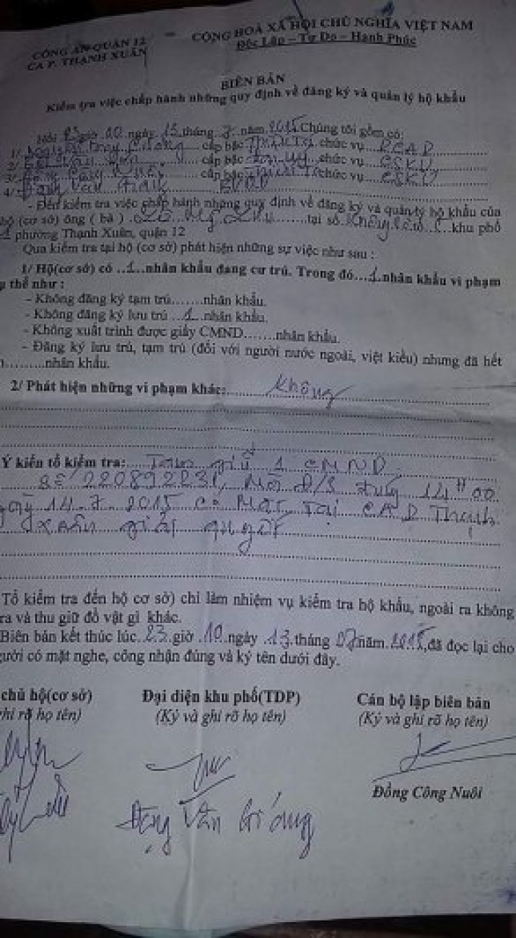 lỗi LƯU TRÚ bất hợp pháp khi ngủ TRÊN XE ???