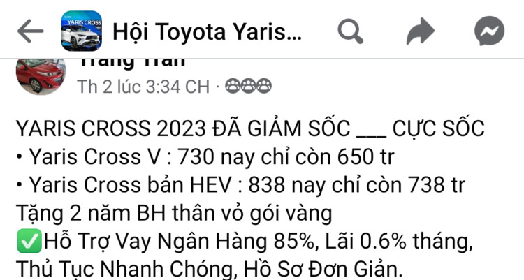 Ra mắt không lâu, đại lý khuyến mãi cả trăm triệu đồng cho Toyota Yaris Cross