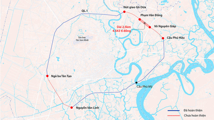 Hơn 4.500 tỷ đồng làm 2,5 km đường nối Võ Nguyên Giáp - Phạm Văn Đồng