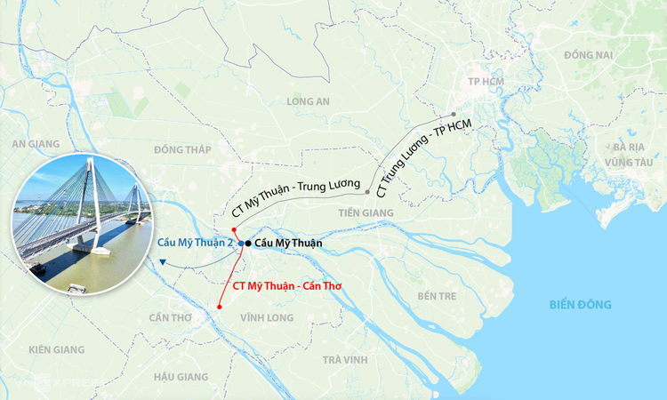 Nút giao chưa xong, tài xế khó tìm đường vào cao tốc Mỹ Thuận - Cần Thơ