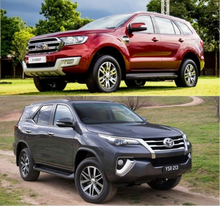 So sánh Ford Everest và Toyota Fortuner hoàn toàn mới