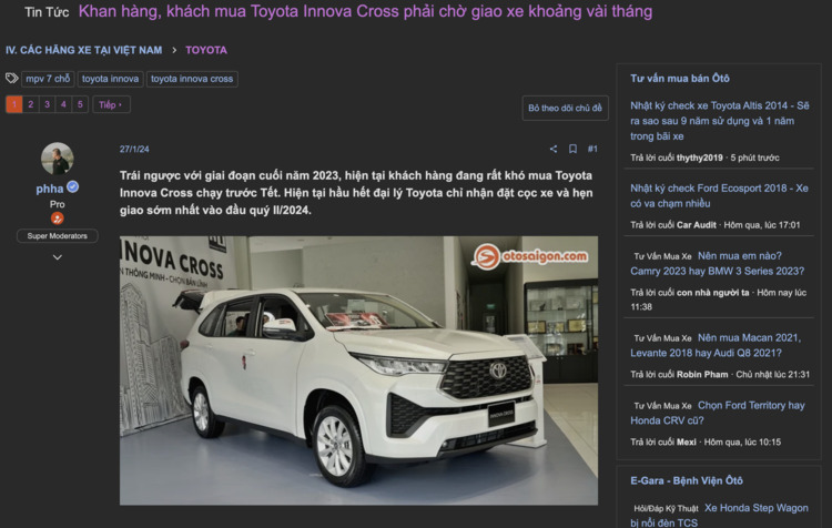 Bán ra chưa lâu, đã có Toyota Innova Cross Hybrid đi lướt rao bán, rao giá gần 1 tỷ đồng