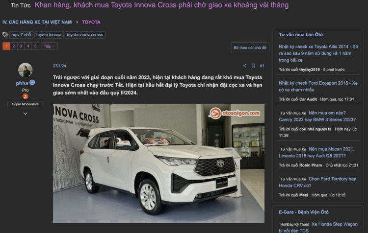 Bán ra chưa lâu, đã có Toyota Innova Cross Hybrid đi lướt rao bán, rao giá gần 1 tỷ đồng Bán ra chưa lâu, đã có Toyota Innova Cross Hybrid đi lướt rao bán, rao giá gần 1 tỷ đồng