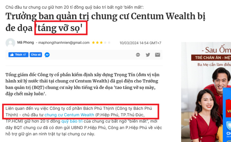 Hỏi về dự án Centum Wealth Bách Phú Thịnh của CĐT TDH