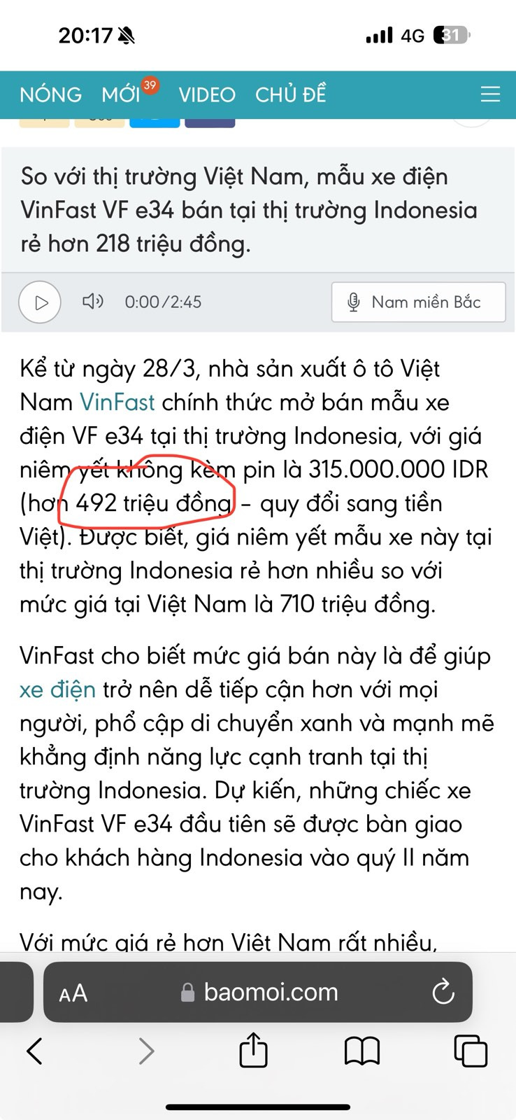 VinFast đặt mục tiêu bán 20.000 xe/năm tại Thái Lan