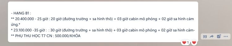 Góc hỏi nhỏ, chi phí học B2 thực tế hiện tại khoảng bao nhiêu?