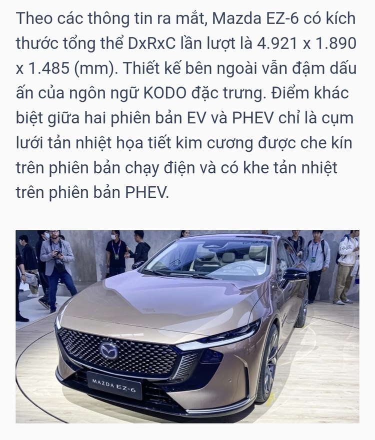 Ảnh thực tế Mazda EZ-6 vừa ra mắt tại Trung Quốc, thiết kế coupé bắt mắt, bản EV đi 600 km 1 lần sạc