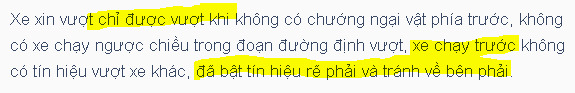 Chỉ được vượt xe bên trái khi tham gia giao thông?