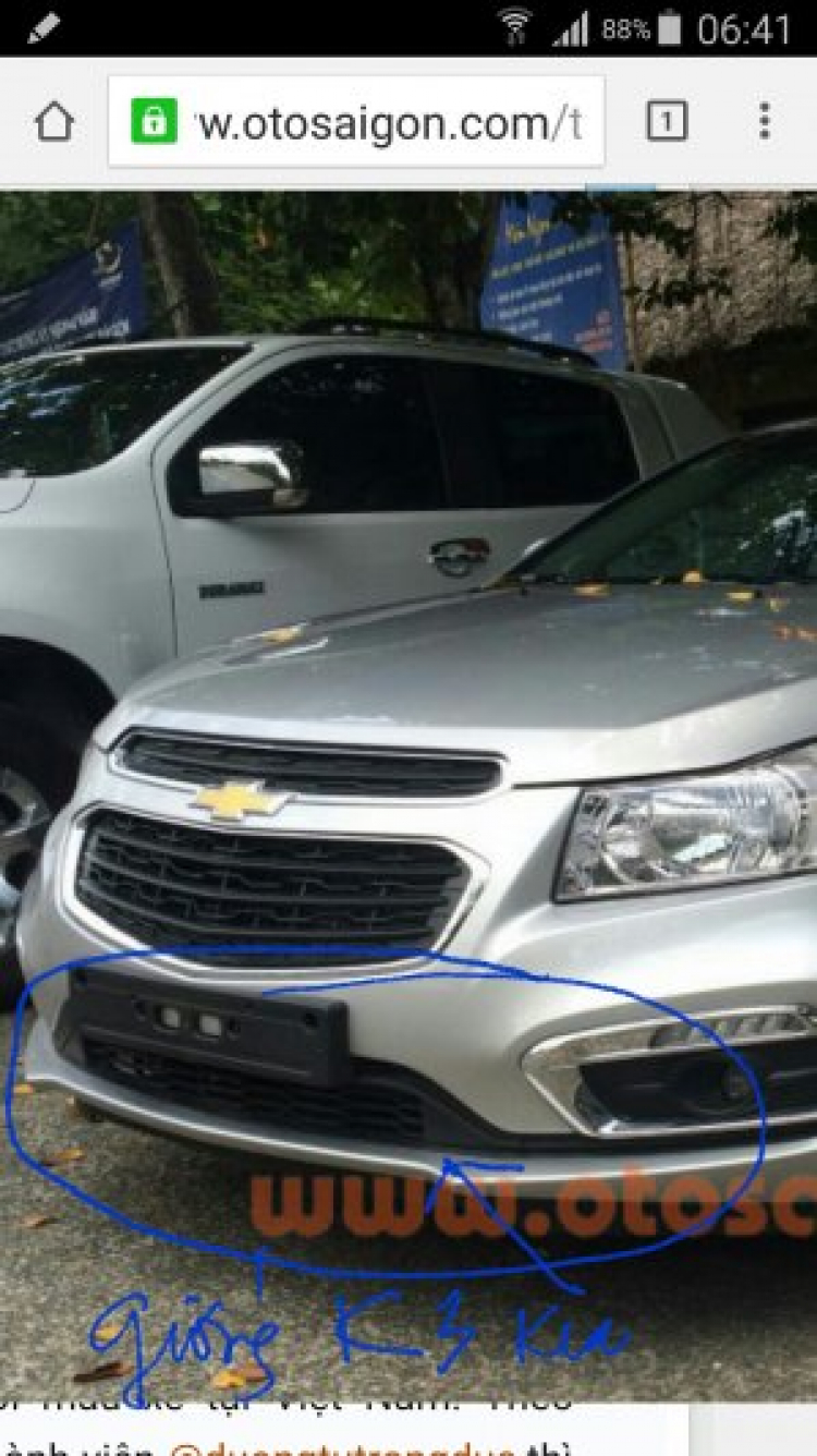 Chevrolet Cruze 2016 xuất hiện tại Việt Nam, lộ giá bán