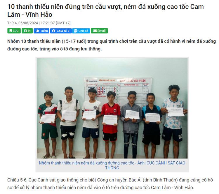 Ôtô liên tiếp bị ném đá trên cao tốc Cam Lâm - Vĩnh Hảo