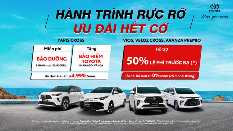 Toyota Việt Nam triển khai chương trình khuyến mại cho mẫu xe Vios, Veloz Cross, Avanza Premio và Yaris Cross trong tháng 07/2024