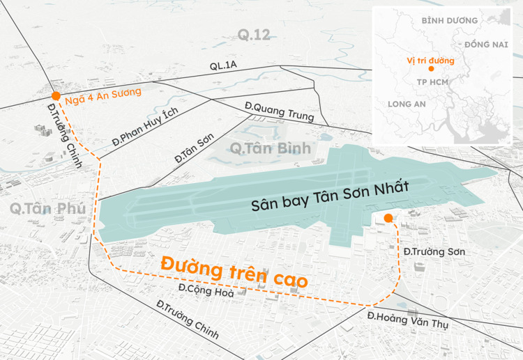 Nghiên cứu làm đường trên cao giảm ùn tắc khu vực Tân Sơn Nhất