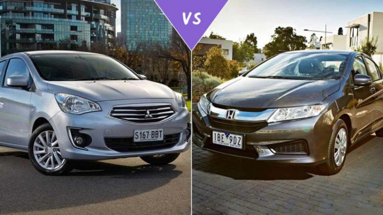 So sánh Honda City CVT (599tr) và Mitsubishi Attrage CVT (548tr)