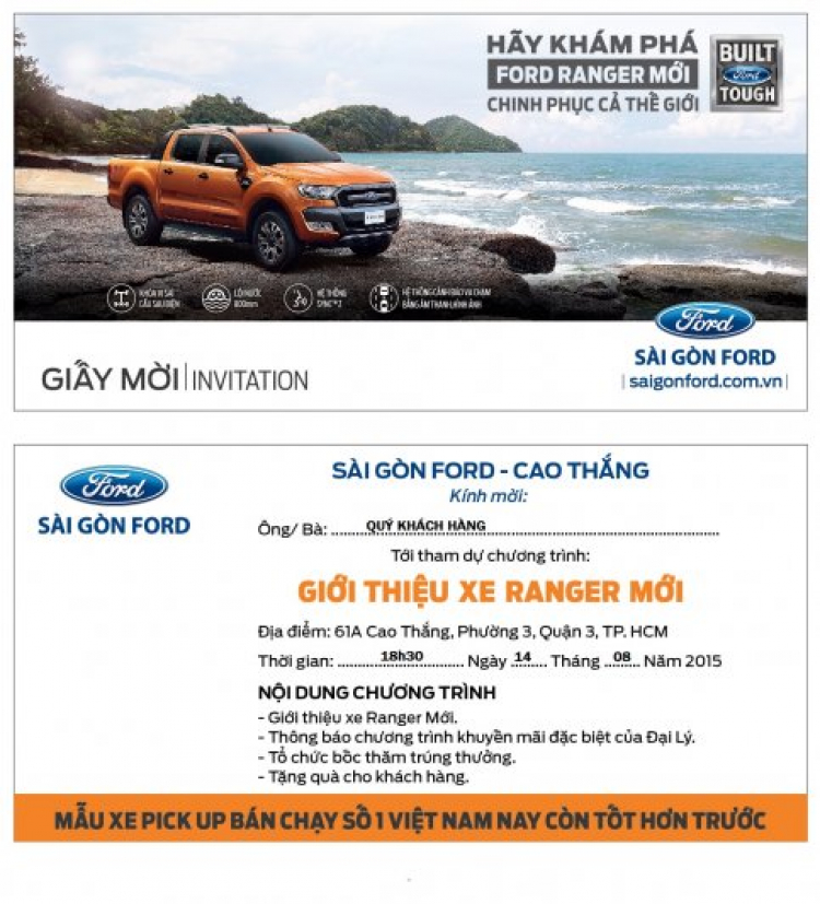 Lễ ra mắt và lái thử New Ford Ranger 2016