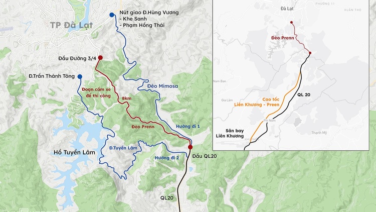 Đèo Prenn cửa ngõ Đà Lạt bị rạn nứt mặt đường