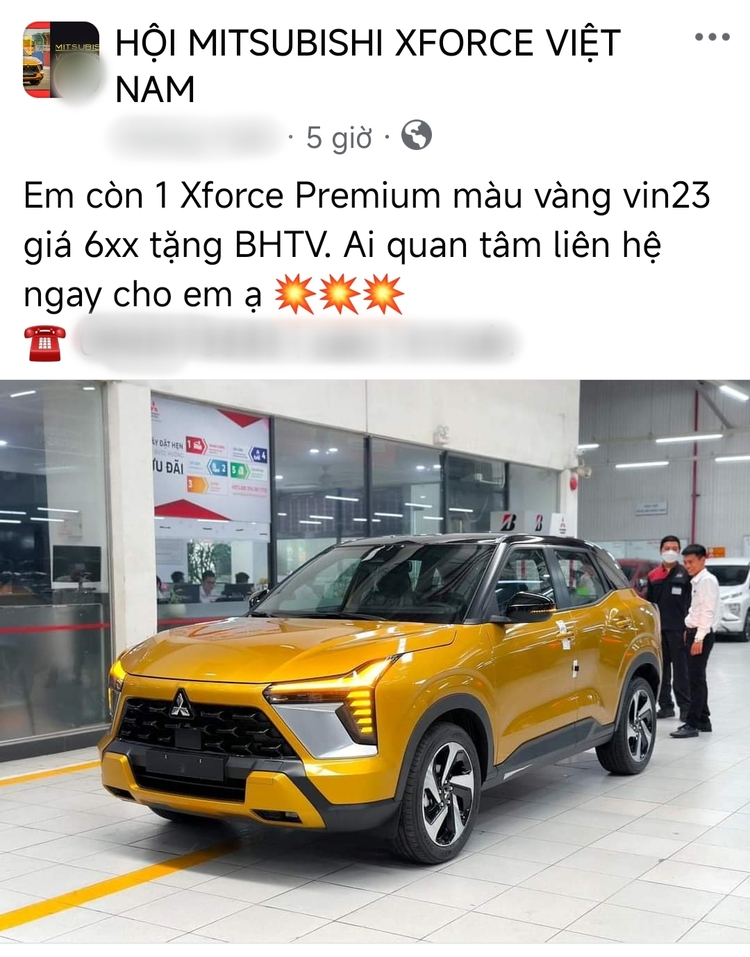 Đại lý giảm giá Mitsubishi Xforce VIN 2023 từ 30-50 triệu đồng, lăn bánh chỉ ngang giá niêm yết