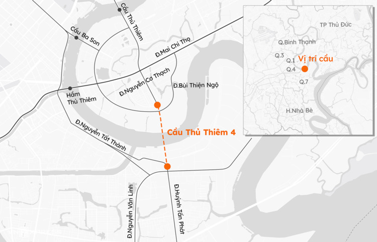 Cầu Thủ Thiêm 4 sẽ có tĩnh không cố định 15 m