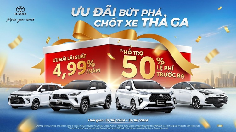 Vios cùng loạt xe Toyota áp dụng ưu đãi trong tháng 8