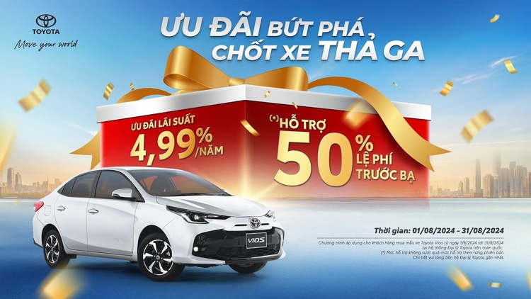 Vios cùng loạt xe Toyota áp dụng ưu đãi trong tháng 8