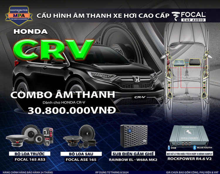 Honda CRV nâng cấp âm thanh 3 đường tiếng (3way) từ Focal