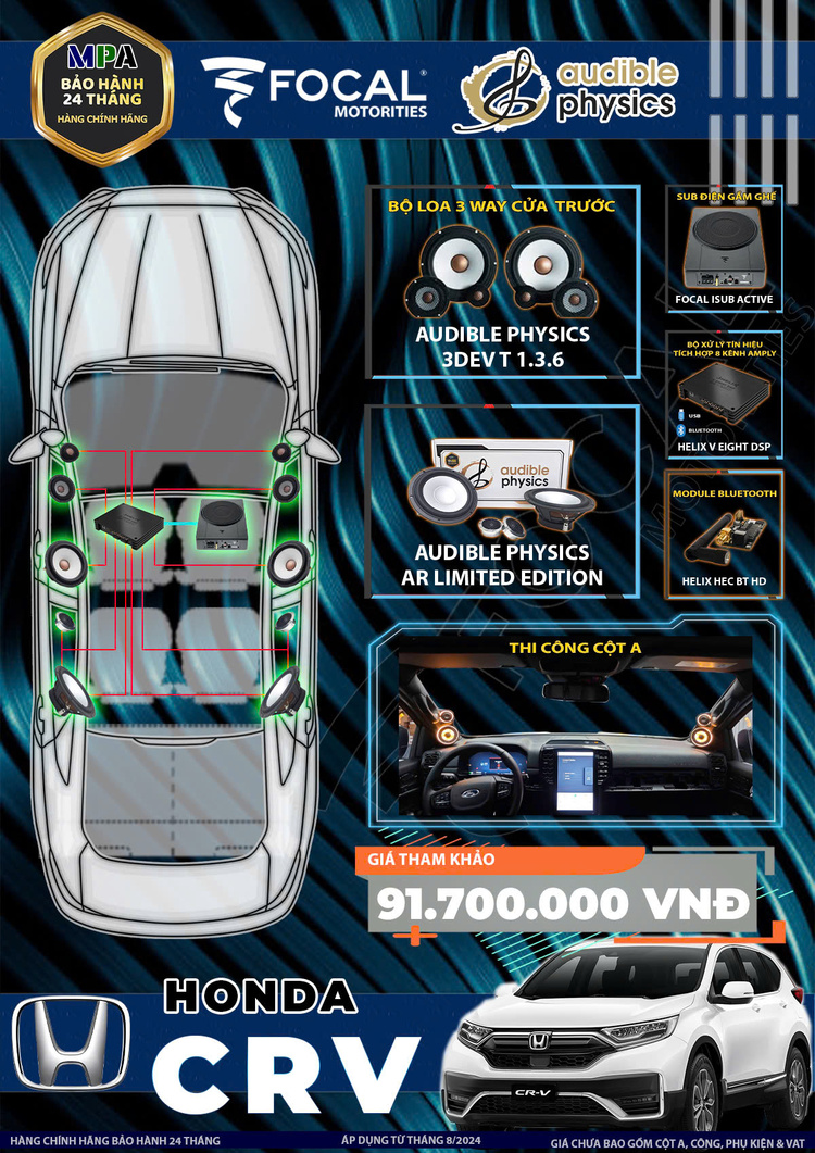 Honda CRV nâng cấp âm thanh 3way thương hiệu Audible Physics đến từ Indonesia!