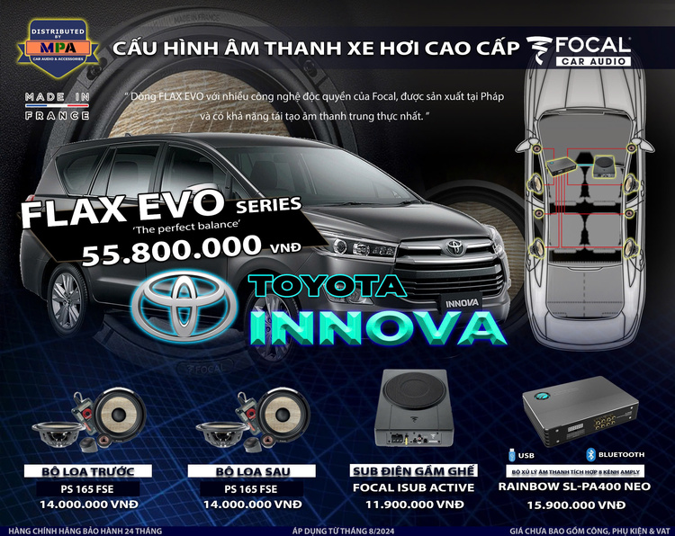 Nâng Cấp Hệ Thống 8 Loa Focal Trên Innova Cross Hybrid 2024