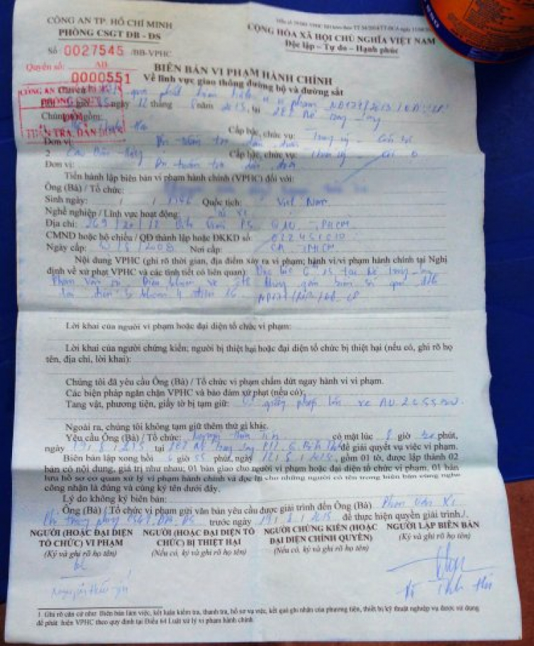 CSGT phạt xe đi đăng ký ở 282 Nơ Trang Long ( TPHCM )