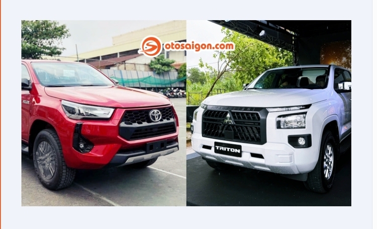 So sánh bản tiêu chuẩn Mitsubishi Triton 2024 và Toyota Hilux 2024: Chênh 13 triệu mua bán tải 4x2 AT nào?