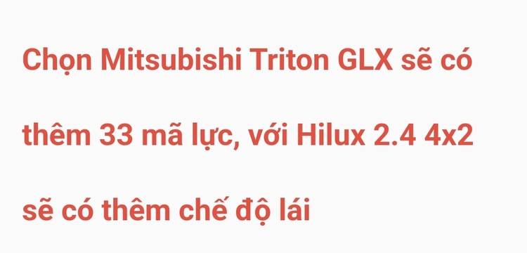 So sánh bản tiêu chuẩn Mitsubishi Triton 2024 và Toyota Hilux 2024: Chênh 13 triệu mua bán tải 4x2 AT nào?