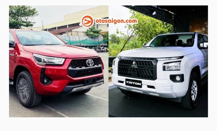 So sánh bản tiêu chuẩn Mitsubishi Triton 2024 và Toyota Hilux 2024: Chênh 13 triệu mua bán tải 4x2 AT nào?