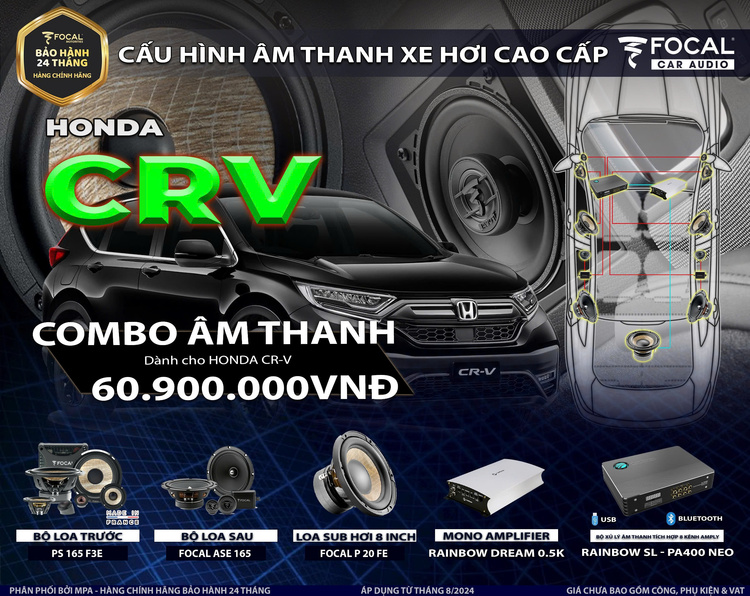 Honda CRV nâng cấp âm thanh 3 đường tiếng và loa sub hơi sẽ như thế nào?