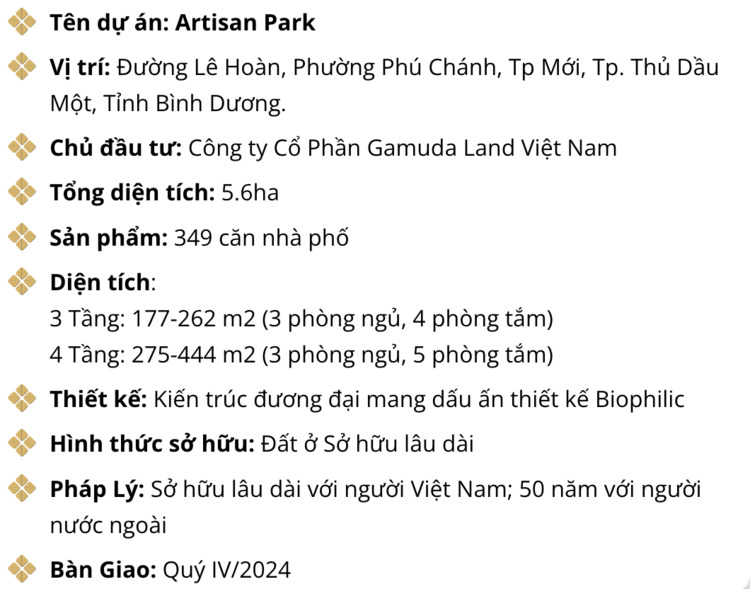 Artisan Park - Nhà phố thương mại Bình Dương