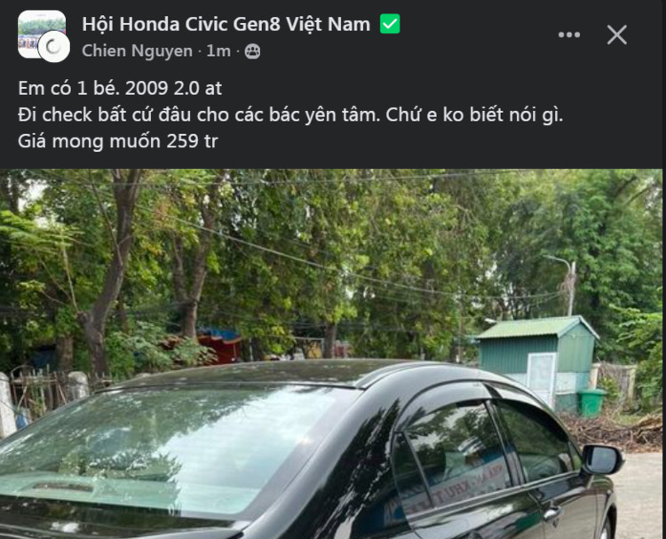 Cần mua xe CIVIC 2.0, đời 2009