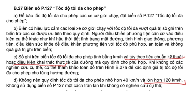 Quy định tốc độ tối đa cho riêng từng làn là trái luật?