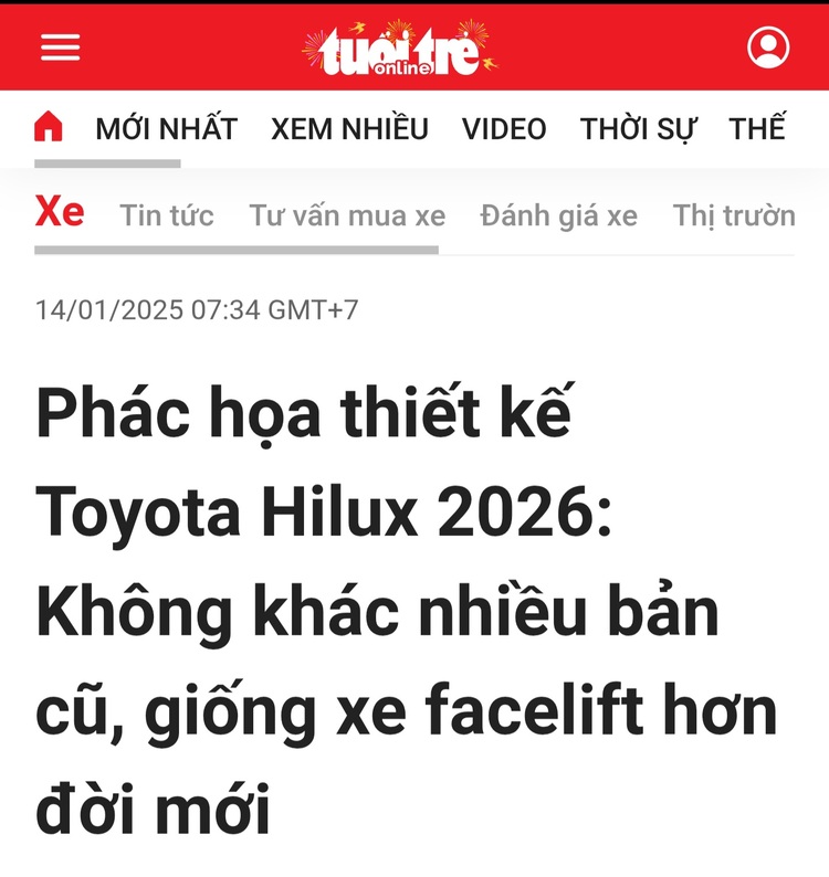 Xuất hiện hình ảnh đầu tiên của Toyota Hilux 2025 hoàn toàn mới đang chạy thử: cao lớn và ngầu hơn