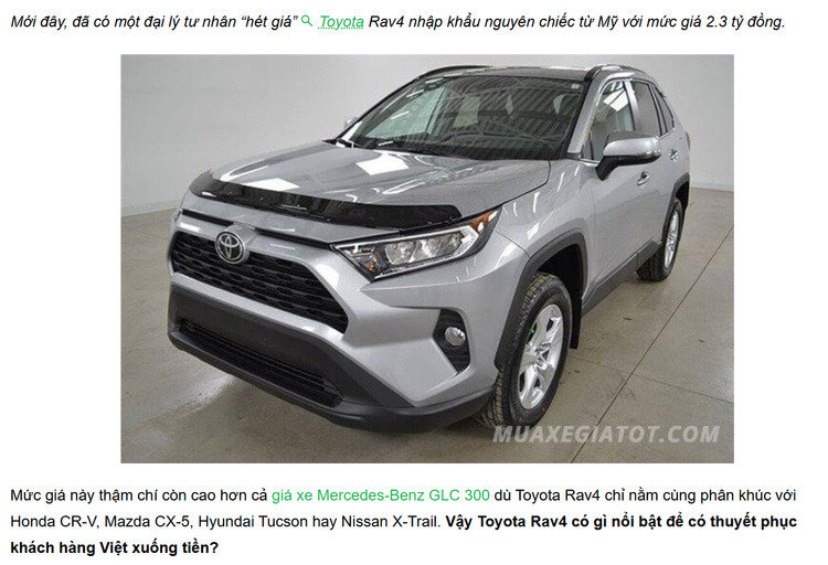 Toyota RAV4 chấm dứt chuỗi thống trị xe bán chạy nhất tại Mỹ của Ford F-150 sau 4 thập kỷ