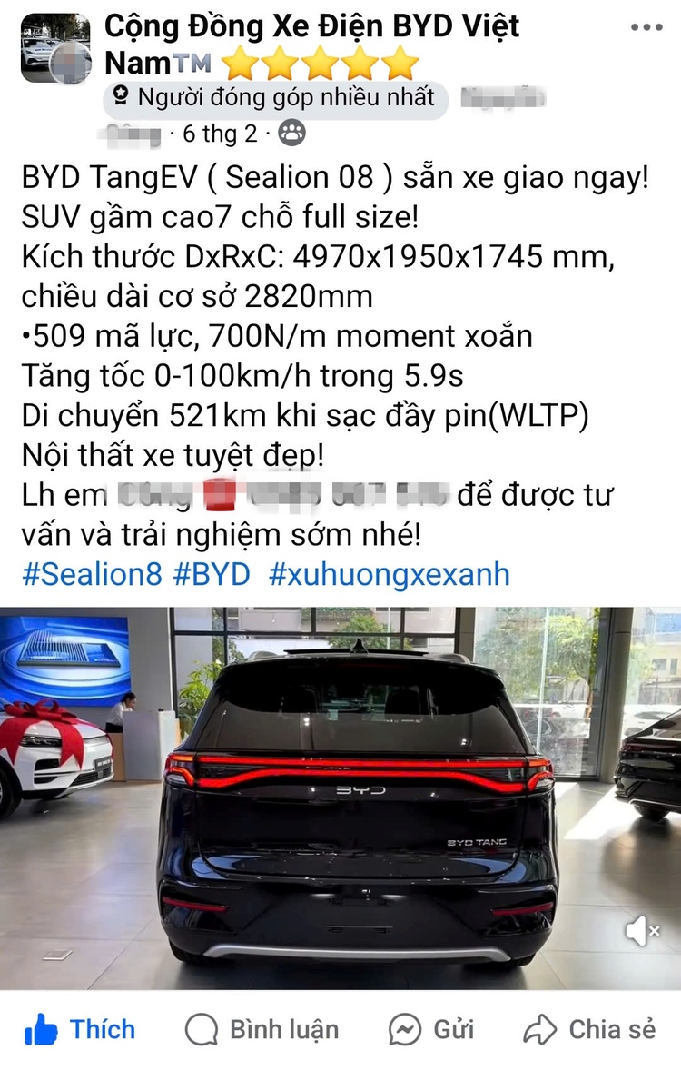 Sau lần đổi tên không thành công, BYD Tang EV tiếp tục đổi tên mới Sealion 08 tại Việt Nam