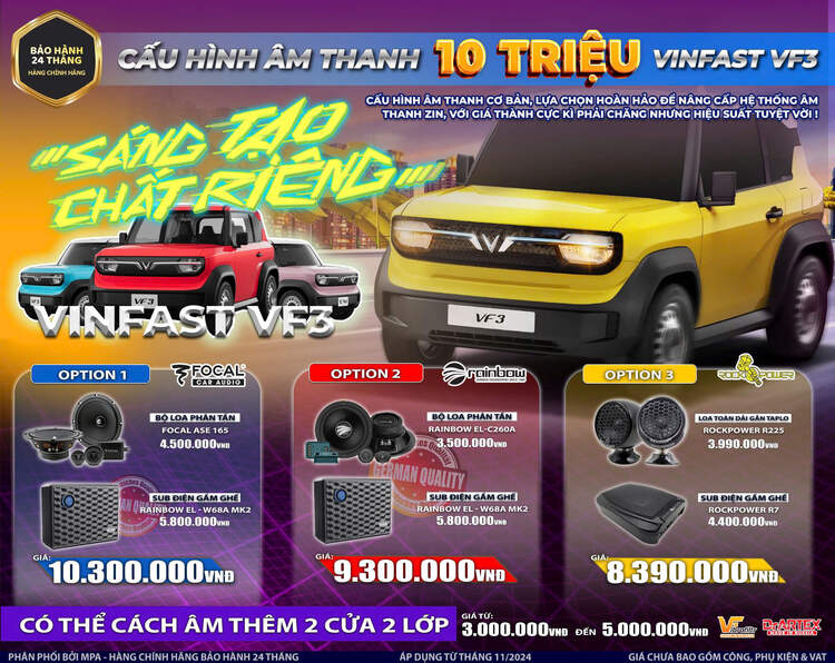 VinFast VF3 Độ Loa Hay Âm Thanh Chuẩn?