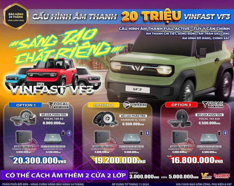 VinFast VF3 Độ Loa Hay Âm Thanh Chuẩn?