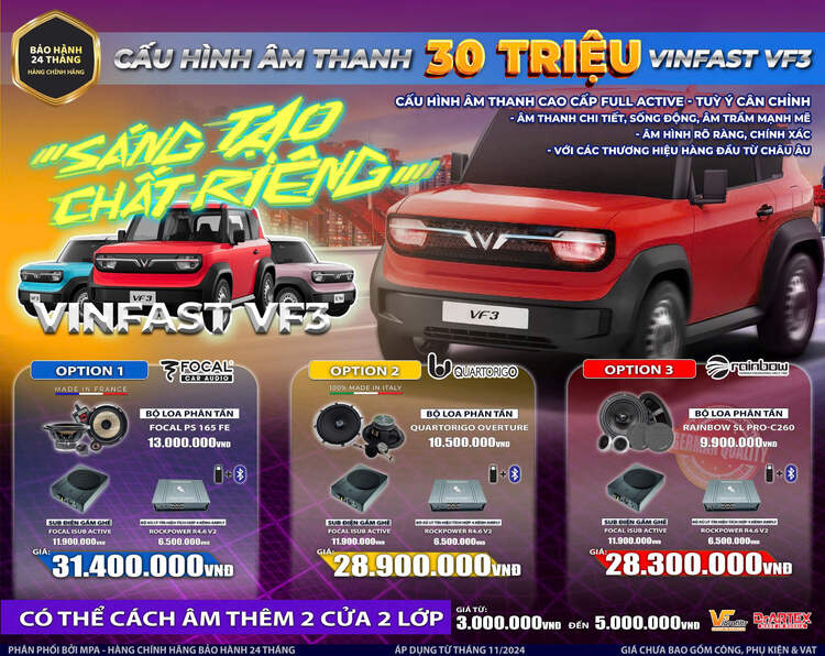 VinFast VF3 Độ Loa Hay Âm Thanh Chuẩn?