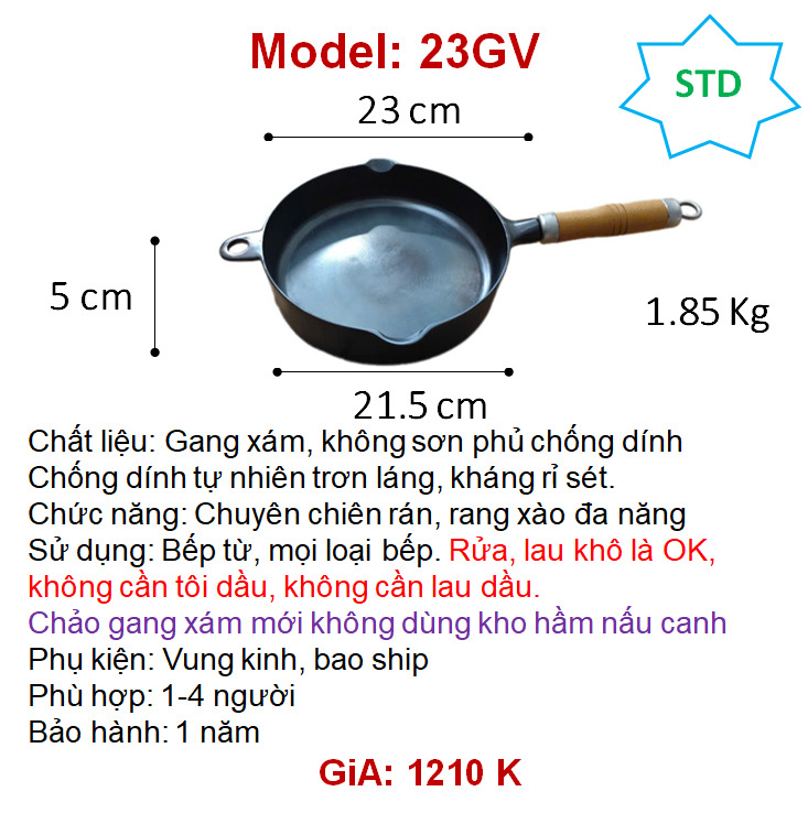 Chaogangviet_Chảo gang thô kháng rỉ sét, không cần lau dầu hay tôi dầu