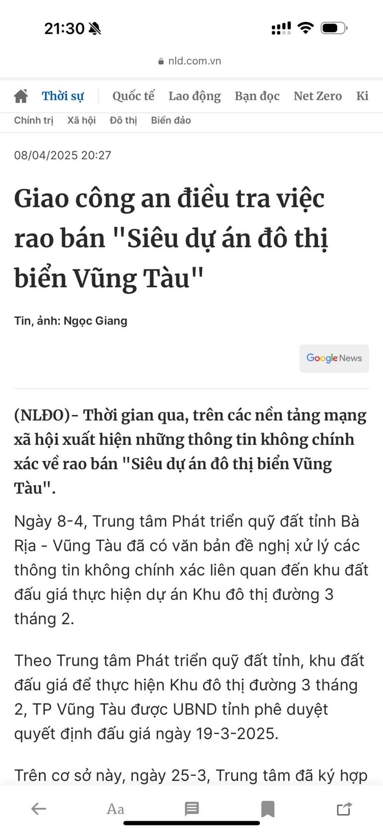 Thị trường đất đai Bà Rịa-Vũng Tàu???