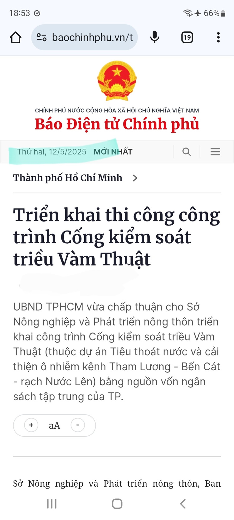 Cầu Vàm Thuật An Phú Đông Quận 12 bắc qua Phường 5 Gò Vấp đã thông xe 31/12/2020 đất An Phú Đông tăng nóng nhất Q.12